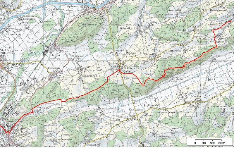 muehledorf_lyss.jpg - M�hledorf - Schnottwil - Lyss - Aarberg; 26 km  - 6h30; 12. April 2014