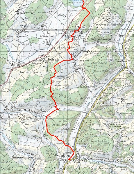 buergaeschi_wyngen.jpg - Burg�schi - Seeberg; und dann von der Route weg nach S�den bis Wynigen (SBB)