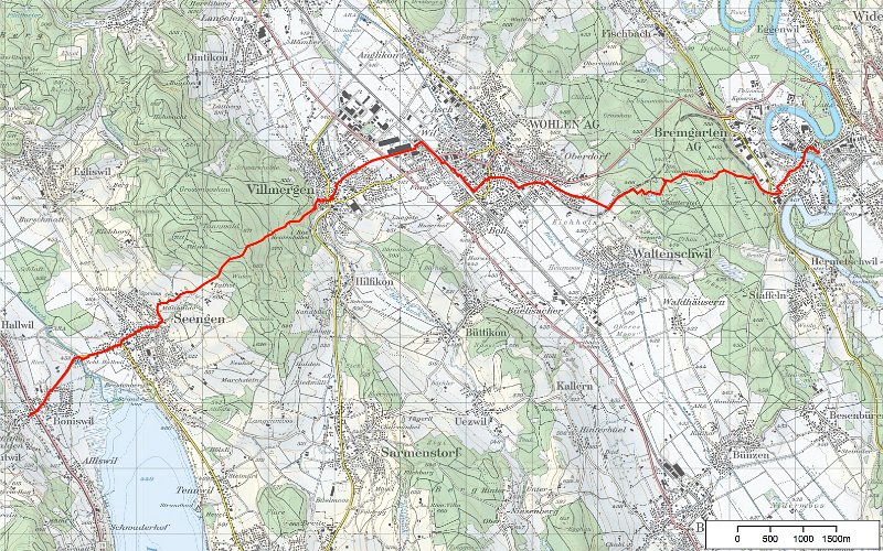 bremgarten_boniswil.jpg - Bremgarten - Wohlen - VIllmergen - Seengen - Boniswil ; 16.4 km, 4h30 ; 15. M�rz 2014