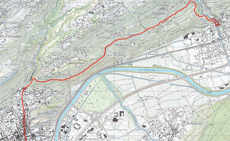 bissedeclavau_karte.jpg - Bisse de Clavau: St-Leonard - Sion: 7.5 km,  2h