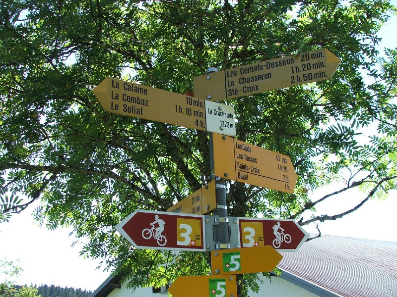 DSCF4654.jpg - Wegweiser bei La Cruchaude: Wir w�hlen die k�rzere Route nach Sainte-Croix